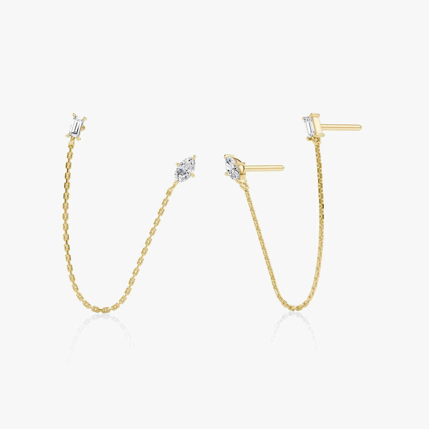 Shooting Star Draped Earring | Marquise and Baguette | 14k | 18k Yellow Gold