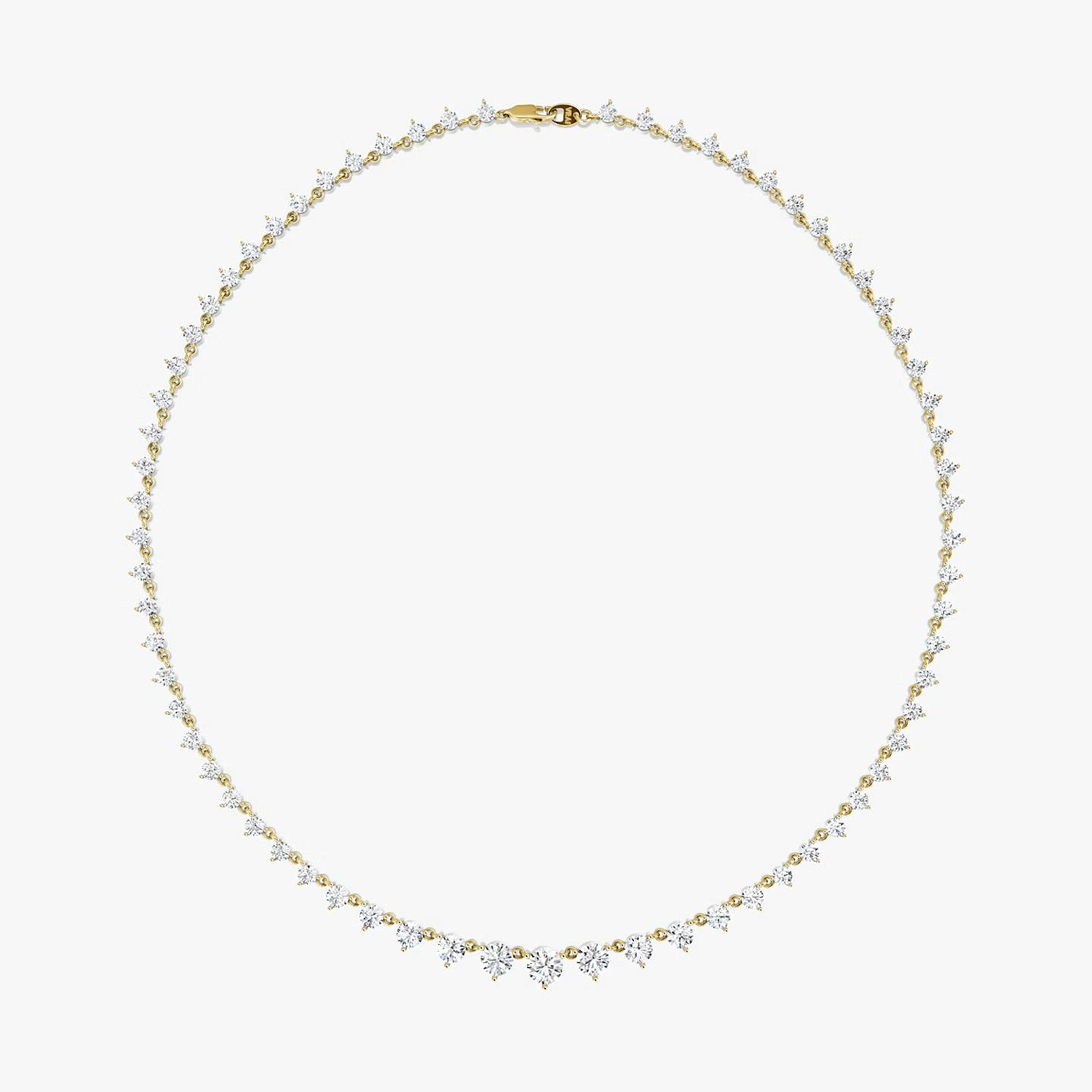Infinity Linked Tennis Necklace | Round Brilliant | 14k | 18k Yellow Gold | Carat weight: 13 | Chain length: 16-18